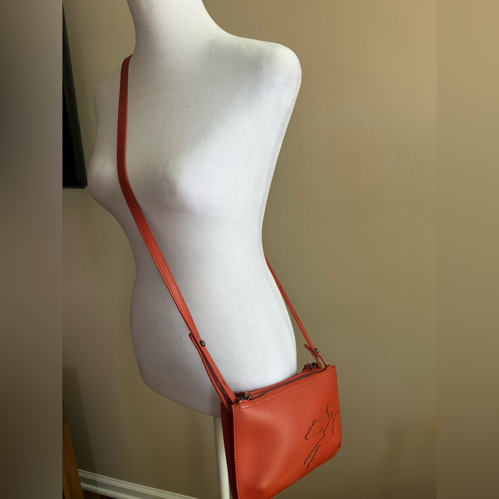 Longchamp leather burnt Orange Shoulder handBag bag small - Picture 2 of 14
